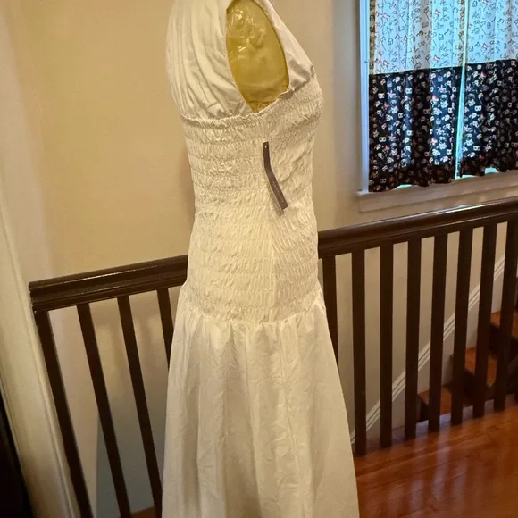NWT Mare Mare x Anthropologie White Smocked   Midi Dress, Size M - Picture 6 of 11